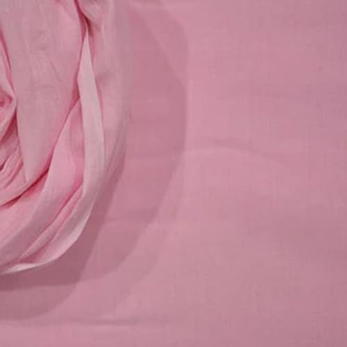 Image of 100% Pure Cotton Solid Mulmul Fabric Material|Reusable Ultra Fine Mulmul Fabric|Lightweight Soft Smooth Piece Linning,Stole,Dupatta,Cushion Pillow Cover (Primrose Pink,2.5 Meters)