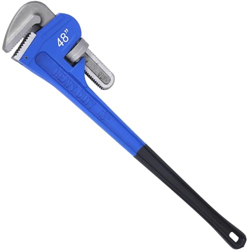 Gisafai 48 Straight Heavy Duty Pipe Wrench Set Plumber Adjustable Water Alloy Steel Grip Plumbers Wrench Plumbing Tools Blue