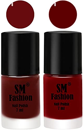 Image of Long Lasting Nail Polish | Nail Paint Combo 7 ml Each) - Set of 2 Wine Red-Dark Red