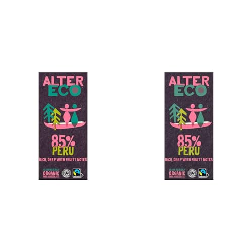 Alter Eco 85% Peru Dark Chocolate Bar, Vegan Chocolate & Organic Chocolate, Luxury Fairtrade Chocolate, Single Low Sugar Chocolate Bar, Eco Conscious Vegetarian Chocolate, GMO Free - 1 x 100g