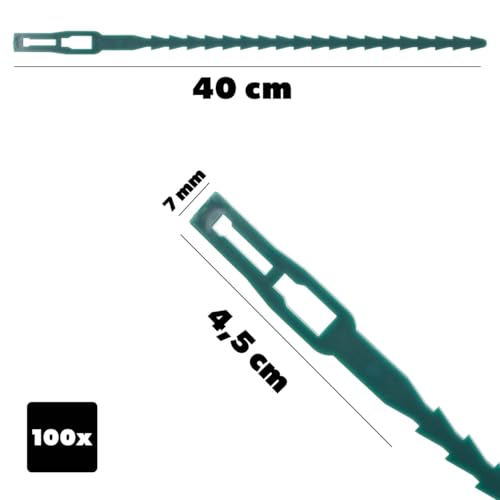 KADAX Opaski do roślin 40 cm, 100 sztuk regulowanych klipsów do roślin z tworzywa sztucznego, opaski kablowe do roślin, pomoc dla roślin pnących i ogrodu, idealne do pomidorów, ogórków i roślin