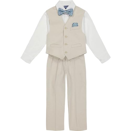 Image of Nautica Boys' 4-piece Formal Suit Set with Vest, Pants, Collared Dress Shirt, and Tie