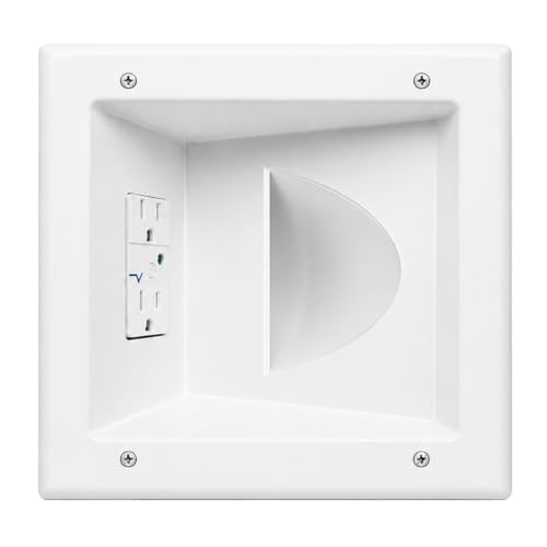 DATA COMM Electronics Media Plate with Duplex Surge Suppressor, White, 0 US