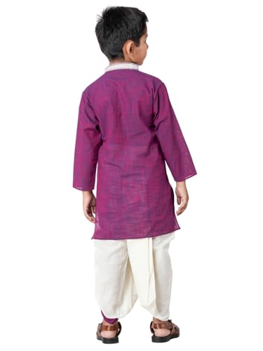 Image of Boys Ethnic Kurta & Elastic Waist Dhoti Set