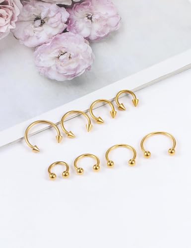 Horseshoe Nose Rings Surgical Steel 16G Nose Hoop Tragus Cartiage Earring Septum Jewelry Lip Rings Rook Conch Piercing Jewelry 6Mm 8Mm 10Mm 12Mm Silver Nose Piercing Hoops4