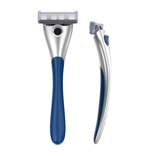 Kenem-X Maquinilla de afeitar clásica de 6 cuchillas con revestimiento de cerámica con 2 bordes de gato para hombre