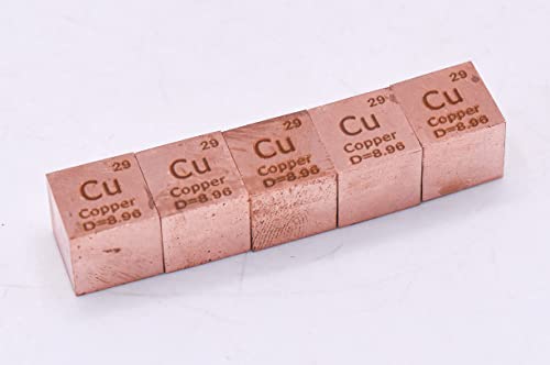 Image of 0.39 inch 10mm Copper Metal Cube Cu up to 99.9% Pure Periodic Table Element Engraved Density Collection Science Education Display Block Cube + Acrylic Case Box - 1PC