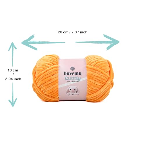 Image of Cuddly Velvet Chenille Yarn, Super Soft Fluffy Bulky for Knitting Crocheting Crafting Blanket Amigurumi, Durable for Shedding, 100 Gram (3.53 Ounces) 109 Yards (100 Meters) (Tangerine)