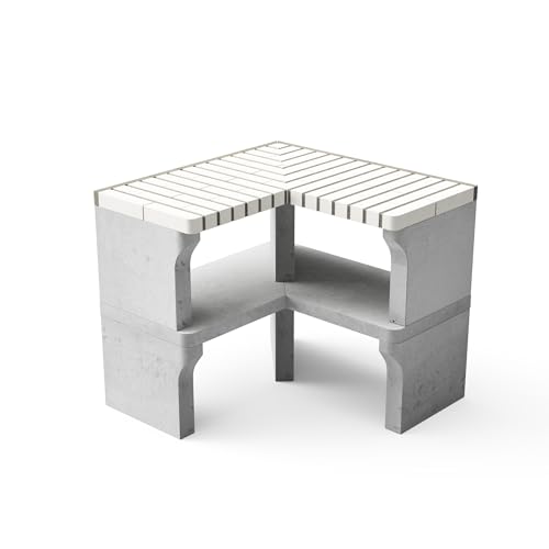 MOVELAR   Nuevo módulo Iberia Corner para Barbacoa de Obra Prefabricada (Beige, Gris   90 x 46 x 46 cm)   Uso en Exteriores