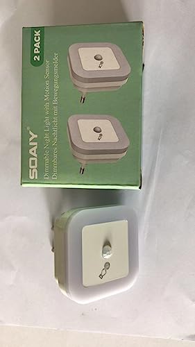 SOAIY Luz nocturna LED regulable con Sensor de movimiento, Luz de orientación Ajustable con 3 modos (Auto/ON/OFF) para baños, pasillos, habitaciones infantiles, dormitorios (2 PCS Blanco Cálido)