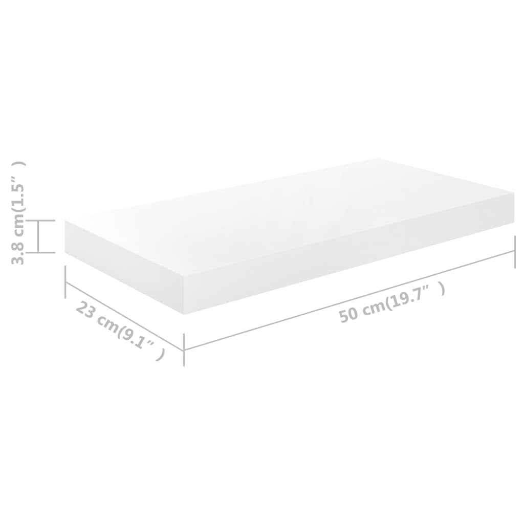 Regał wiszący 4 szt. biały wysoki połysk regał na rośliny regał dekoracyjny do kuchni biura 50 x 23 x 3,8 cm MDF