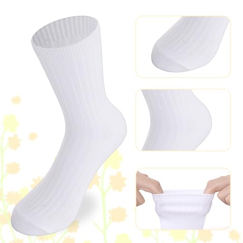 3 Pairs Girls Casual Dress Socks Kids White Solid Crew Socks for Toddler Boys Girls School Uniform4