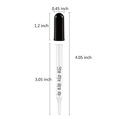 Glass Dropper Medicine 1Ml, Teenitor Essential Oils Eye Dropper Pipette Dropper With Black Suction Bulb, Straight-Tip Calibrated Droppers For Medicine Art Liquid Plant Nutrients 20 Pack #TOP1