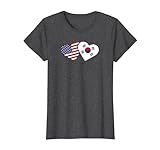 South Korea USA Flag Shirt Heart Korean American Love Gift T-Shirt