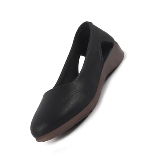 Image of FAUSTO Women Stylish Backless Casual Ballets | Low Heel Cut-Out Slip-On Ballerinas | Comfortable Walking Flats Sandals | Memory Cusion Insole