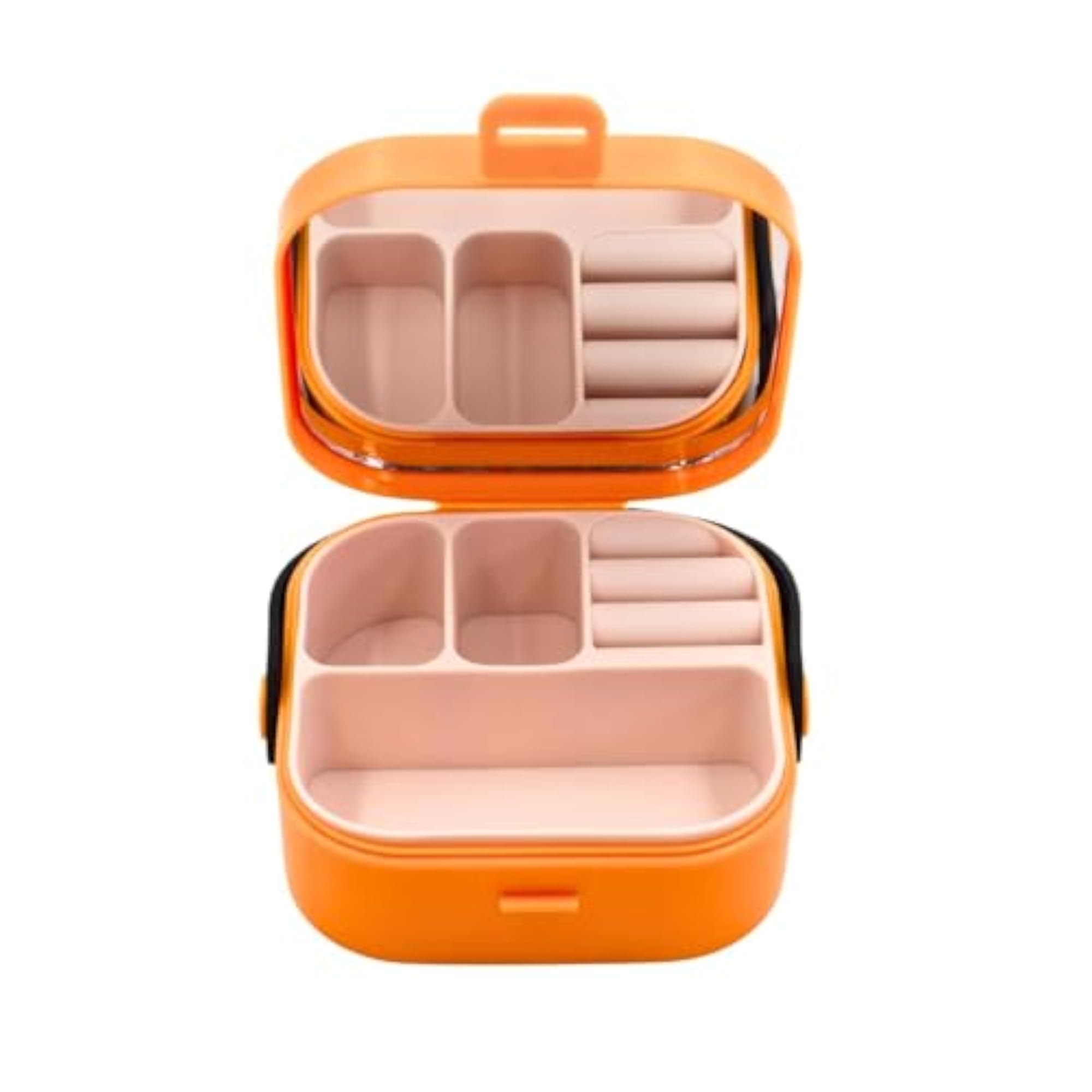 Mini Portable Jewelry Storage Box with Mirror, Travel Organizer