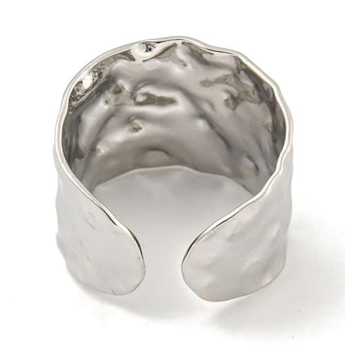 1Pcs Adjustable Wide Band Ring for Women, Hammered Open Band Ring for Anniversary, Birthday, Valentine's Day Trendy Gift3