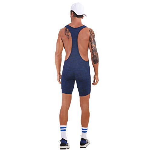 F Plus R Nylon Wrestling Singlet Bodywear Sport Training Bodysuit Dark Blue M #TOP1