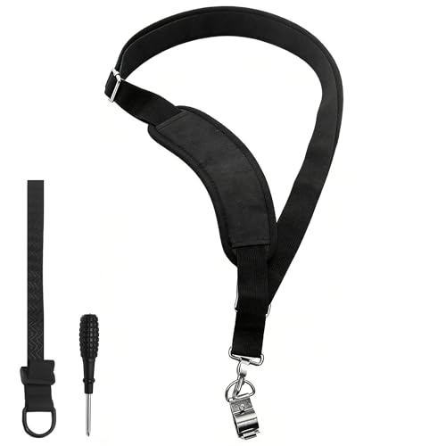 Image of Shoulder Strap for EGO String Trimmer, Leaf Blower, Multi Head System - Durable Nylon and Metal-Clip Compatible with Greenworks String Trimmer, Leaf Blower, Shrub Trimmers - Black