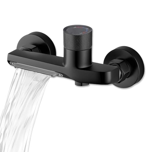 AMONENZ Grifo Bañera, Negro Doble Función Grifo de Ducha con Perilla Antideslizante, Aleación de Cobre Grifos Ducha, para Duchas de Pared, Dormitorios, Hoteles