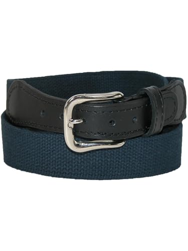 Boston Leather Men's Cotton Web Belt with Leather Tabs, 40, Navy4