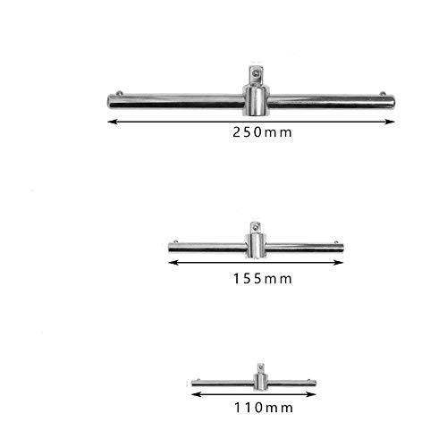 Gelenkgriff Schiebeschlüssel 1/2 Zoll, 250 Mm – Chrom-Vanadium Stahl, T-Griff Mit Verstellbarer Länge | Für Reparatur & Schnelle Einstellung