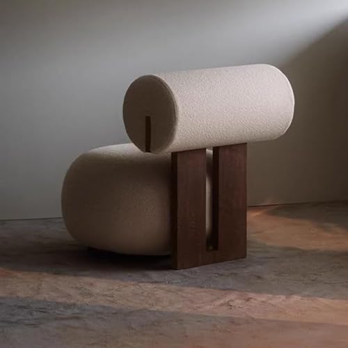 Image of WLYPE Vintage Sheepskin Chair - Premium Wood Frame, Cozy Single Seater for Living Room or Balcony(Nubuck), 20240606