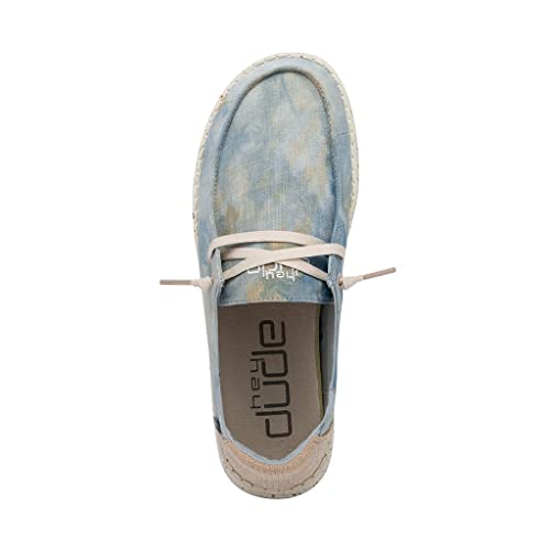 Image of Hey Dude Girl's Wendy Youth Tie Dye Dawn Blue Size 13 | Girl's Shoes | Girl's Lace Up Loafers | Comfortable & Light-Weight