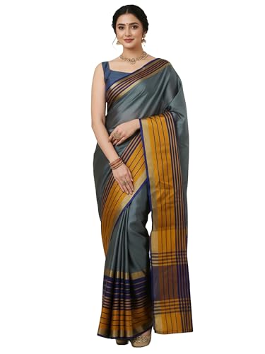 Image of AKHILAM Women's Kanjivaram Woven Soft Silk Saree With Blouse Piece