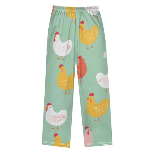 Chicken Floral Boys Long Pants Soft Trousers Elastic Waist Kids Lounge Bottoms with Pockets S-XL2