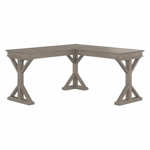 Pemberly-Row-60W-Farmhouse-L-Shaped-Desk-in-Driftwood-Gray-Engineered-Wood Pemberly Row 60W Farmhouse L Shaped Desk in Driftwood Gray Engineered Wood