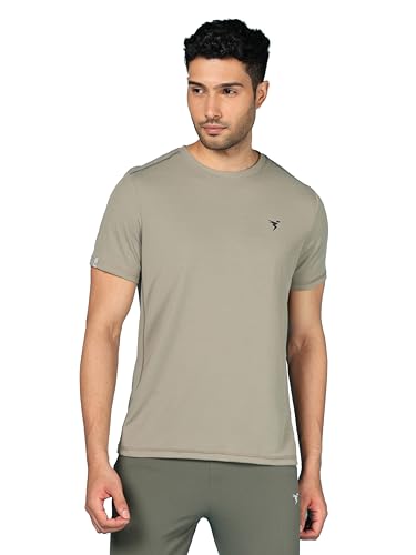 Image of TECHNOSPORT Men's Slim Fit Polyester Activewear Sports T-Shirt with Moisture-Wicking Comfort for Workout, Running & Gym