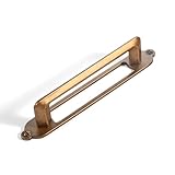 Goo-Ki Antique Brass Zinc Alloy Cabinet Handle with Backplate - 5''(128mm) Hole Center Cabinet Pull Hardware for Bedroom, Kitchen, 2 Pack(1013-G025)