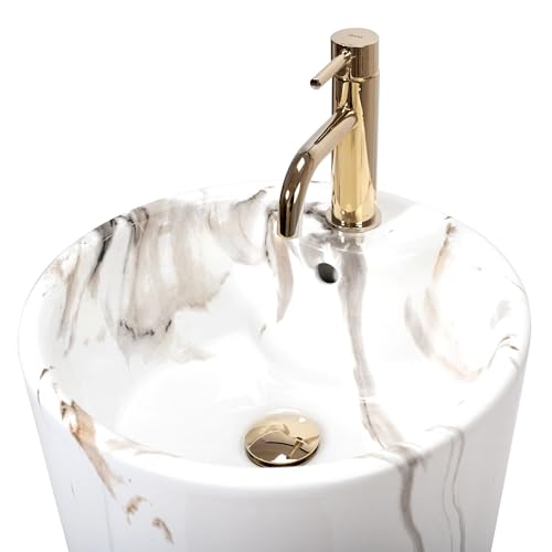 Lavabo de pie Rea Blanka Marble Blanco exento moderno para aseo 5
