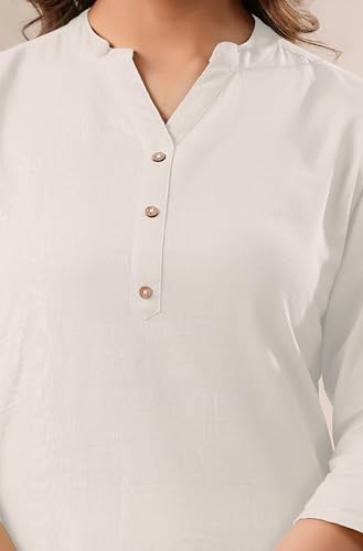 Image of Janasya Women's Cotton Solid Straight Kurta