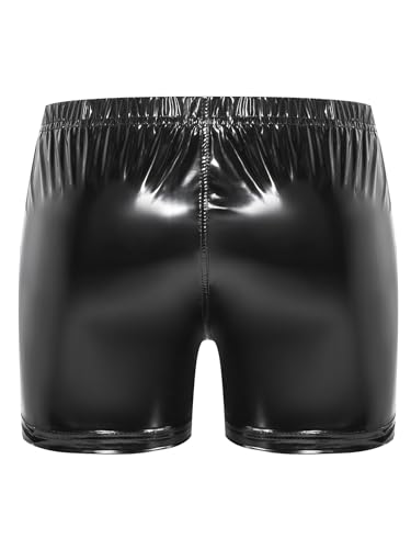 Men's Wet Look Latex PVC Leather Shorts Swimsuits Bulge Pouch Boxer Brief Club Hot Pants4