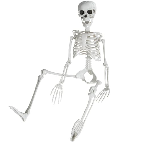 SUNREEK 3 ft Skeletons for Halloween 36 inch Life Size Skeleton with Full Body Posable Joints Halloween Plastic Skeleton for Outdoor Yard Patio Lawn Garden Haunted House Spooky Scene Decor (1)