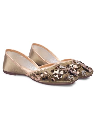 JM LOOKS Stylish Embroidered Jutti For Women/Girls | Embellished Stone Work Jutti | Wedding Bellies | Women Ethnic Shoe Traditional Mojari | Kolhapuri/Jaipuri/Punjabi Jutties |