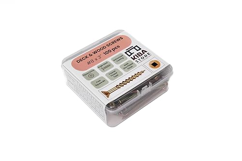#8 x 3 Tornillos para Deck y Madera | Sistema Robertson de Cuadro | Cabeza Bugle | Dorado | Revestimiento Galvanizado | Caja con 100 piezas miniatura 2