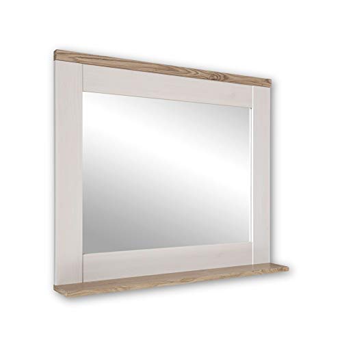 Stella Trading ROMANCE Badezimmer Spiegel in Sibiu Lärche / San Remo Optik - Landhausstil Badspiegel Badezimmerspiegel mit praktischer Ablage - 80 x 70 x 12 cm (B/H/T)