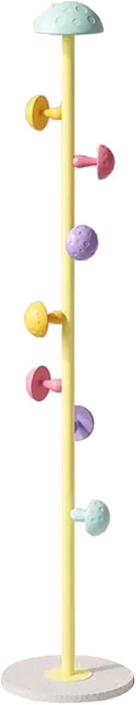 FGXHHS Children's Metal Coat Rack - Cute Freestanding Design with 8 Mushroom Hoo for Coats, Hats, Bags & Scarves Perfect Bedroom nizat (Yellow)