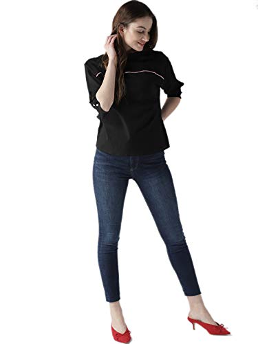 Image of Style Quotient Women Black Solid Boxy Top