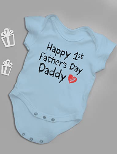 Tstars Happy First Fathers Day Daddy New Dad Gifts From Daughter Son Baby Outfit Newborn Light Blue #TOP3