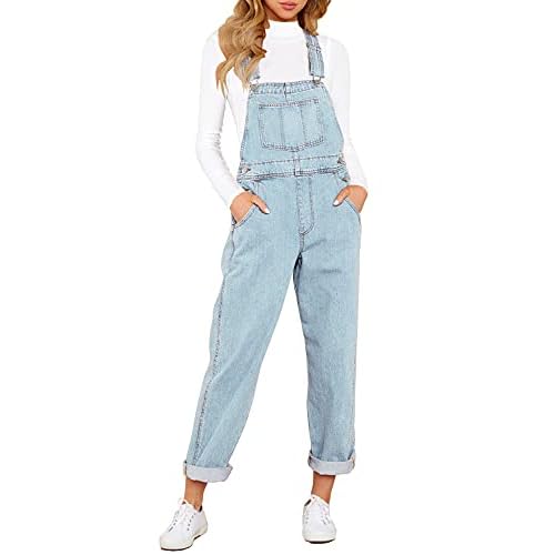 luvamia Women's Casual Stretch Adjustable Denim Bib Overalls Jeans Pants Jumpsuits XX-Large A2 Azure Glow