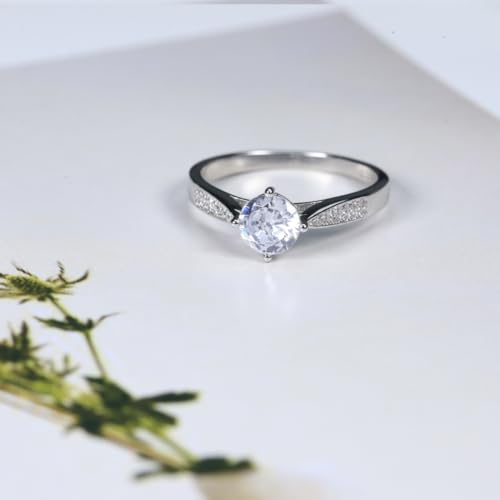 𝐑𝐓𝐓 𝐉𝐞𝐰𝐞𝐥𝐫𝐲 925 Sterling Silver Solitaire Engagement Ring – Round Cut Cubic Zirconia Promise or Wedding Band for Women (Size 6–9), Gift for Her3