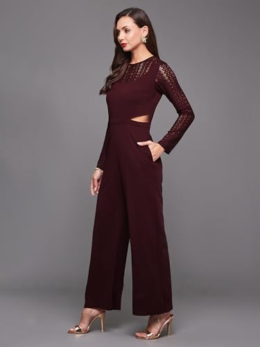Image of Miss Chase Women's Self Design Cut-Out Georgette Jumpsuit