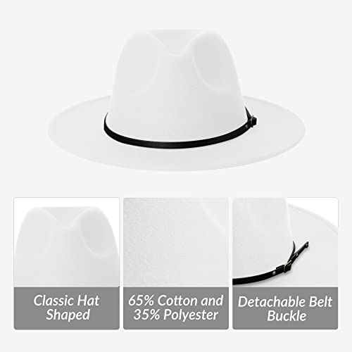 Image of jingsha Fedora Hats for Men & Women Wide Brim Fedora Felt Panama Hat Men's Dress Hats with Belt Buckle