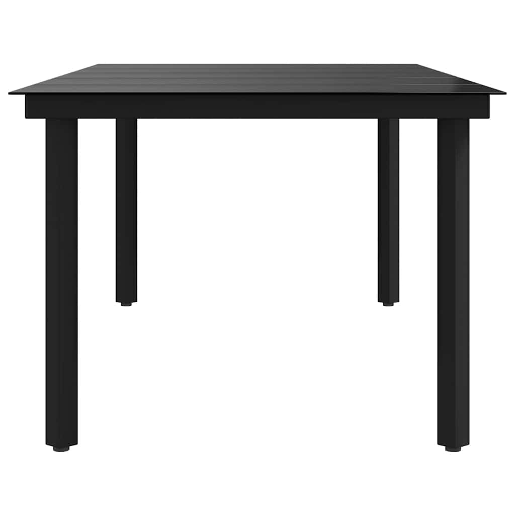 vidaXL Tavolo da Pranzo da Giardino Nero 200x100x74 cm Acciaio e Vetro