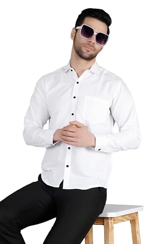 Image of Mens Slim fit Solid Casual Cotton Shirt with Spread Collar and Full Sleeves || Suitable for Office wear