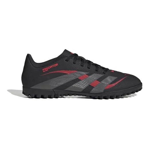 adidas Mixte Predator Club Turf Football Boots Chaussures, Core Black/Grey Four/Lucid Red, 39 1/3 EU